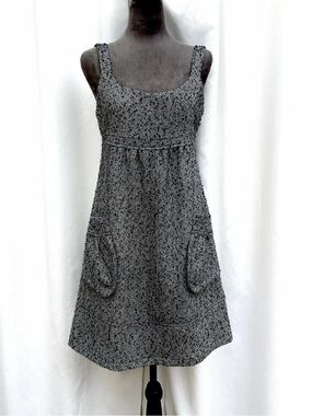 Walter Wool Blend Textured Tweed Dress Size S Herringbone Patch Pockets
